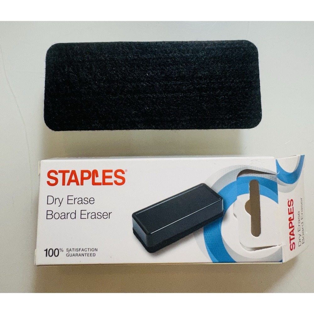 Staples Durable Dry Erase Board Eraser, Black